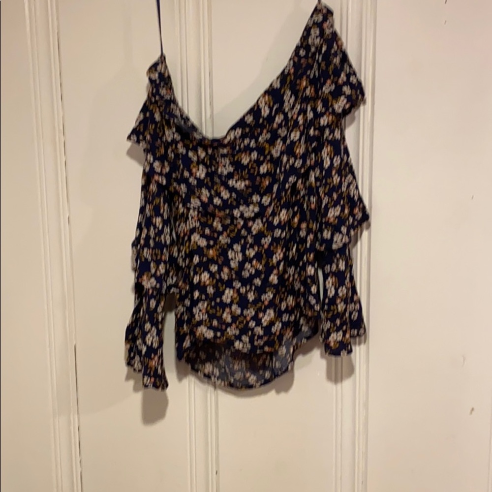 Off the shoulder floral crop top.